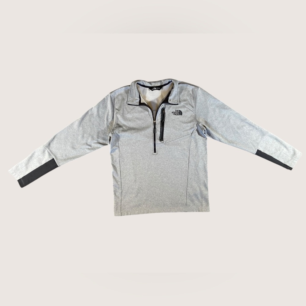The North Face Men’s Medium Half-Zip Pullover Gray/Black Lightweight Fleece
